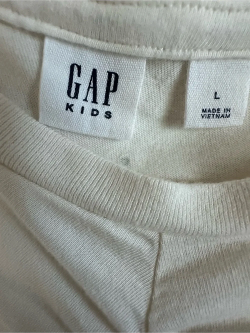 GAP Girl's L(10-11) Cream Ivory Long-Sleeve Cotton Top with Subtle Front Detail